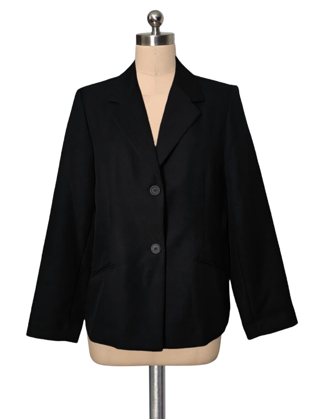 Vintage 80's 90's Alfred Dunner Black Polyester Blazer Jacket 12